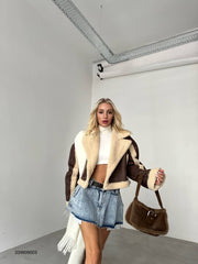 Furry leather coat