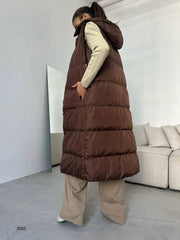 Hooded swelling maxi vest