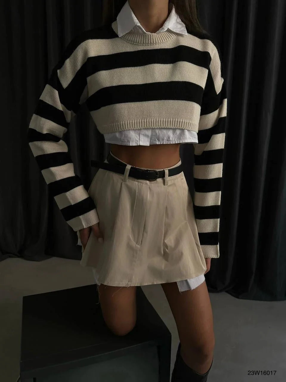Striped crop sweater