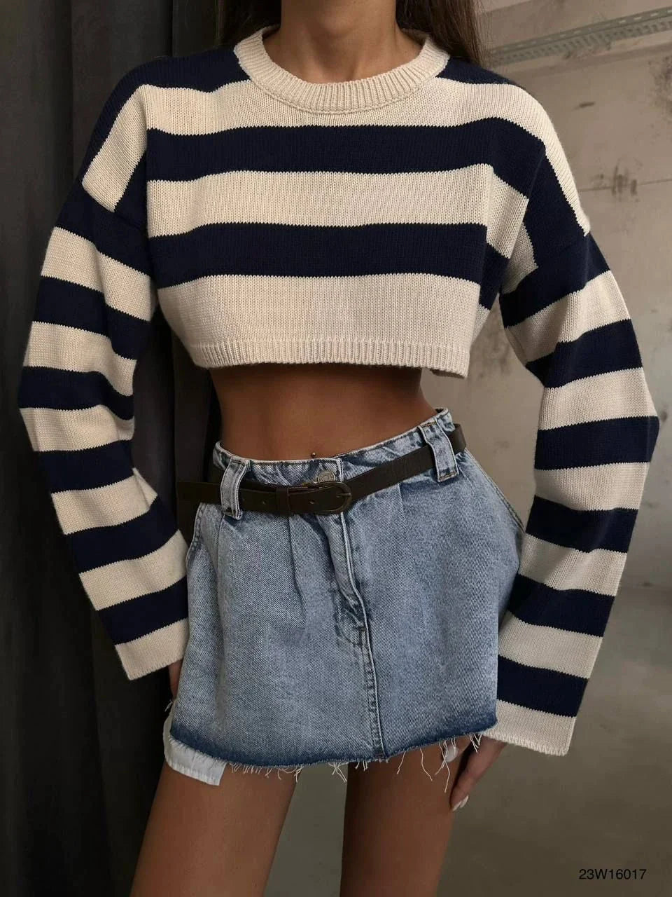 Striped crop sweater